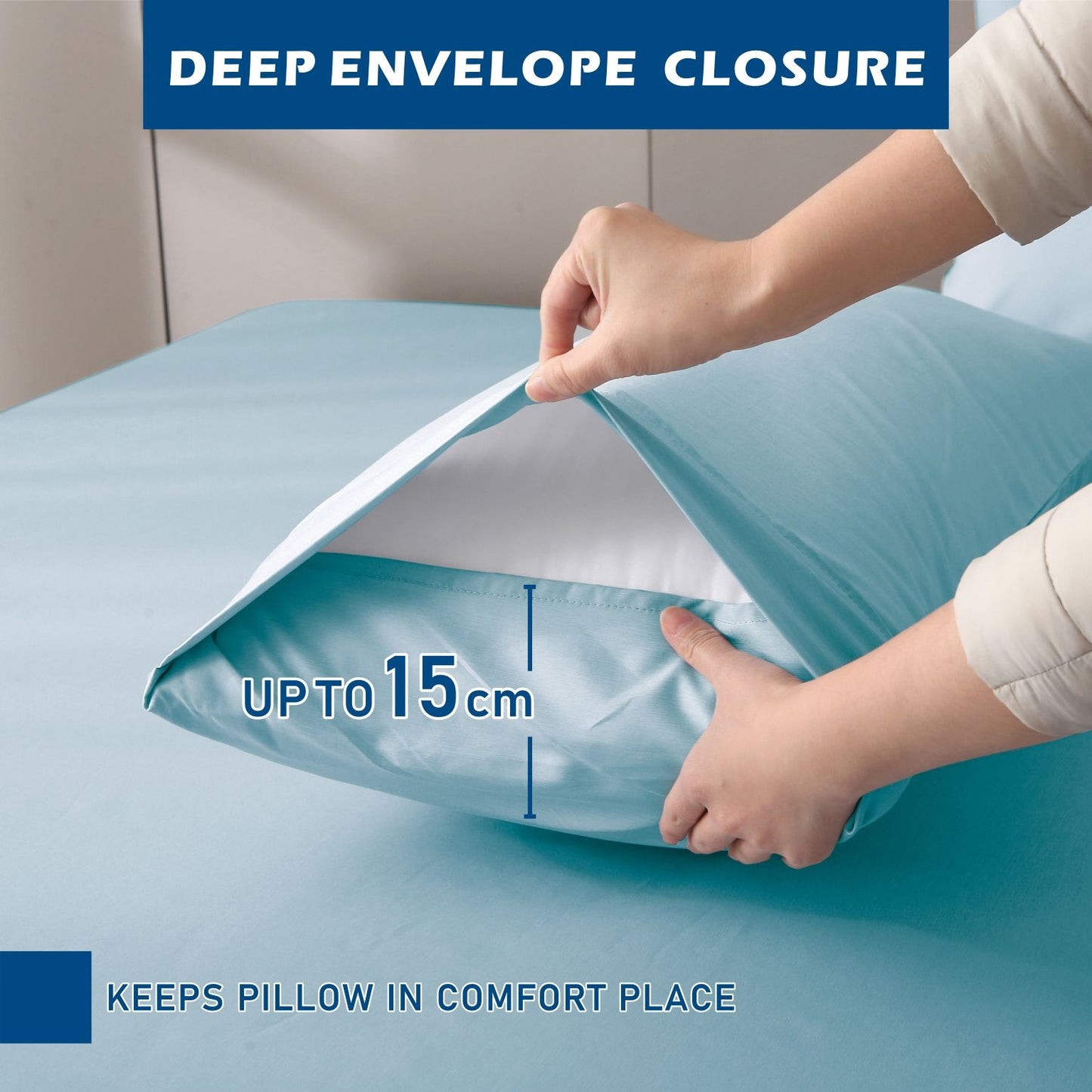 4 Piece Hotel Bamboo Cooling Sheet Set -Ultra Soft 2000TC Breathable Bed Sheets Set with 37 Centimetre Deep Pocket-Cooling Sheets for Hot Sleepers(Sky Blue,Double)