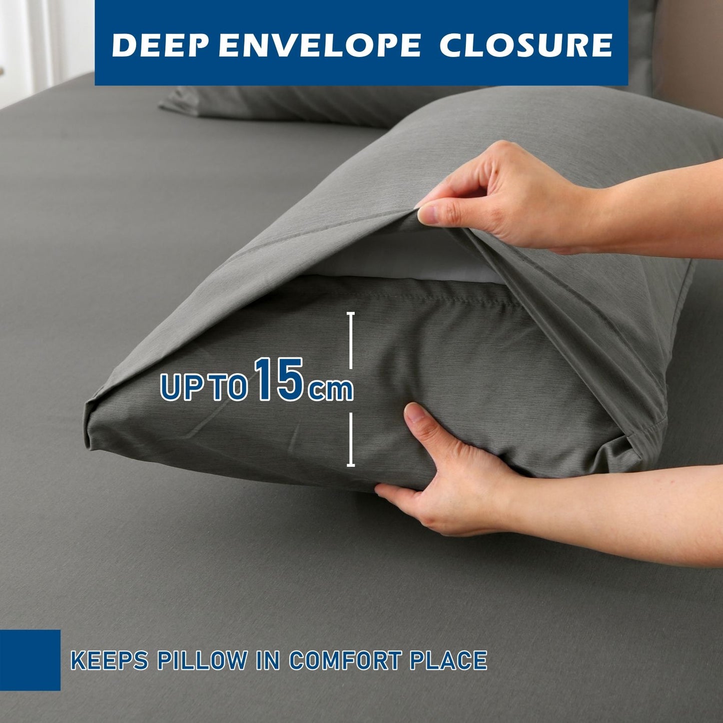 4 Piece Hotel Bamboo Cooling Sheet Set -Ultra Soft 2000TC Breathable Bed Sheets Set with 37 Centimetre Deep Pocket-Cooling Sheets for Hot Sleepers(Grey,King)