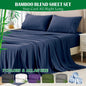 3 Piece Hotel Bamboo Cooling Sheet Set -Ultra Soft 2000TC Breathable Bed Sheets Set with 37 Centimetre Deep Pocket-Cooling Sheets for Hot Sleepers(Navy,King Single)