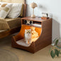 Bedside Table with Wireless Charging Station,LED Nightstand with Open Storage Drawers for Small Cats and Dogs Bed, Cozy Home for Living Room, Bedroom, Office, Sofa Side
