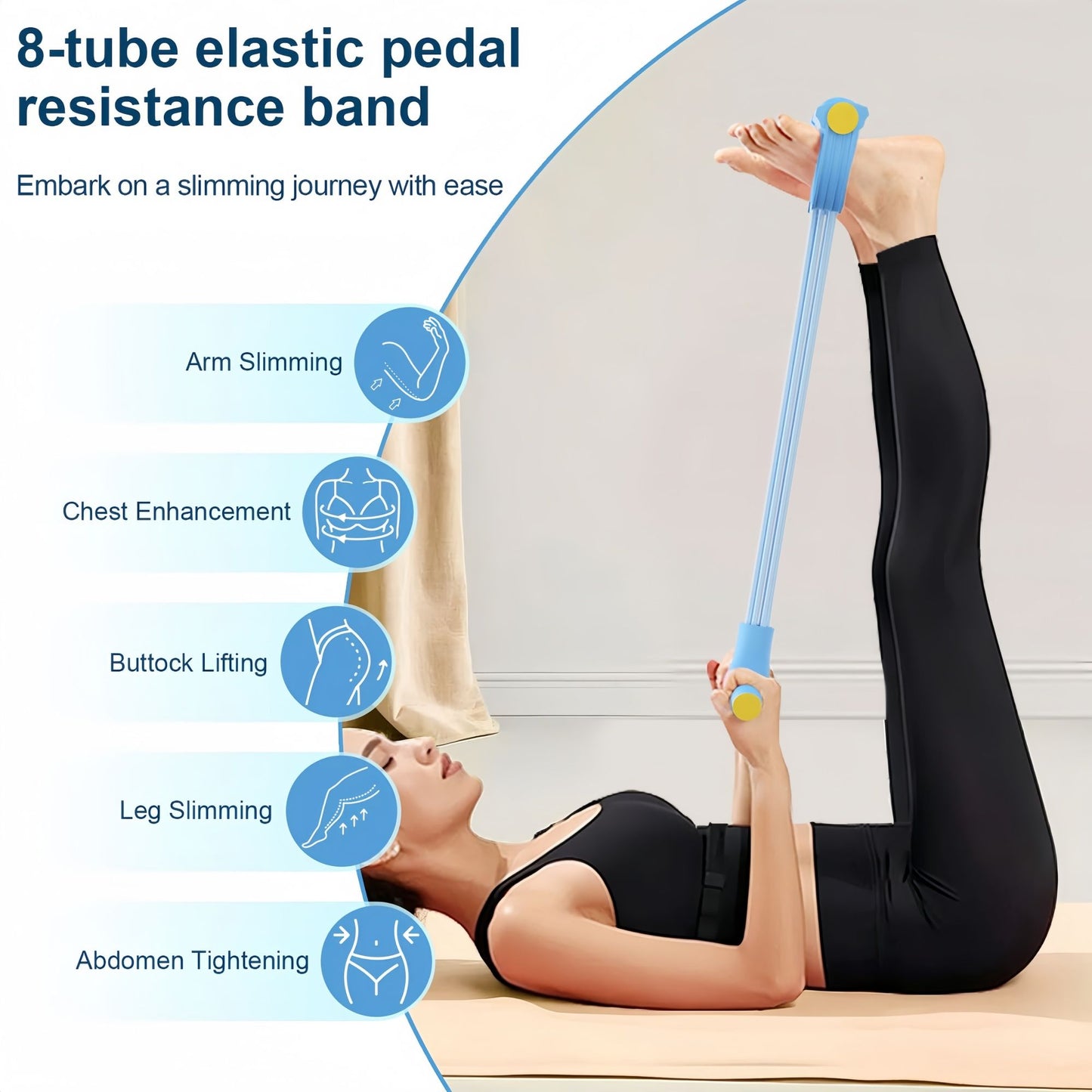 Workout Set – Breathing Trainer,6 Tube Resistance Bands& 8-Tube Elastic Pedal Puller Resistance Band for Men Women Full Body Workouts,Yoga,Pilates,Strength Training