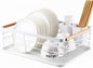 CARLA HOME Dish Drying Rack with Wooden Handles, Removable Cutlery Holder & Drainboard for Kitchen Countertop