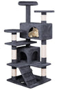 CARLA HOME 134cm Cat Tree Tower for Indoor Cats with Plush Perches, Dual Condos, Natural Sisal Scratching Posts & Ramp for Kittens & Adult Cats (Dark Grey)