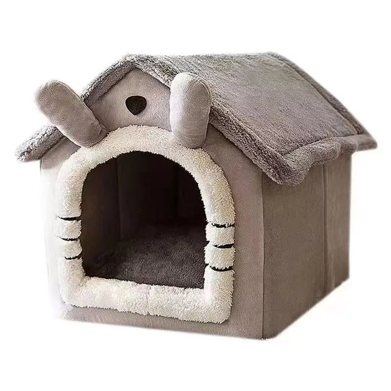 Soft Indoor Dog House & Bed - Washable Grey