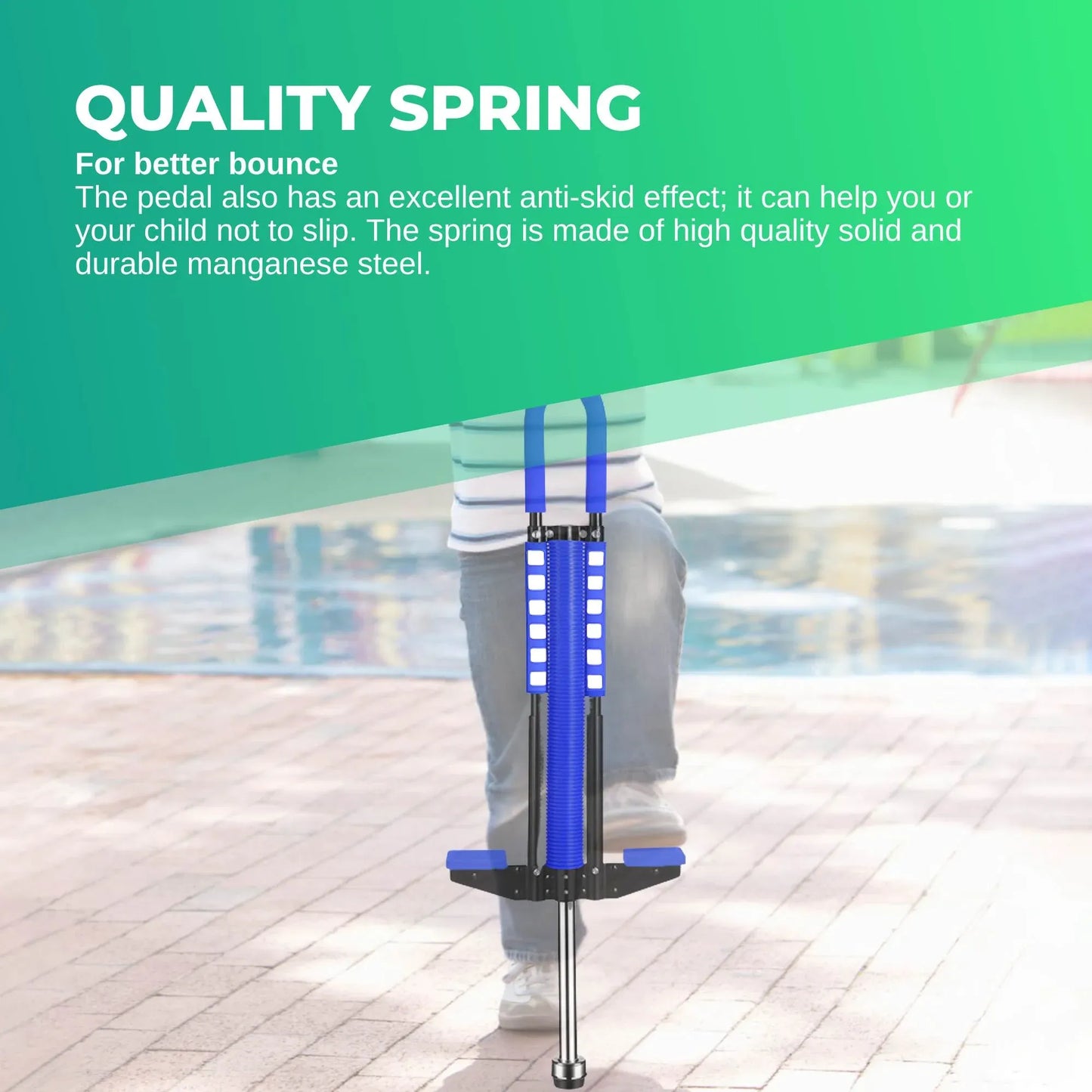 Social Hike Blue Pogo Stick - Kids Jumping Jackhammer Exercise Hopper Toy