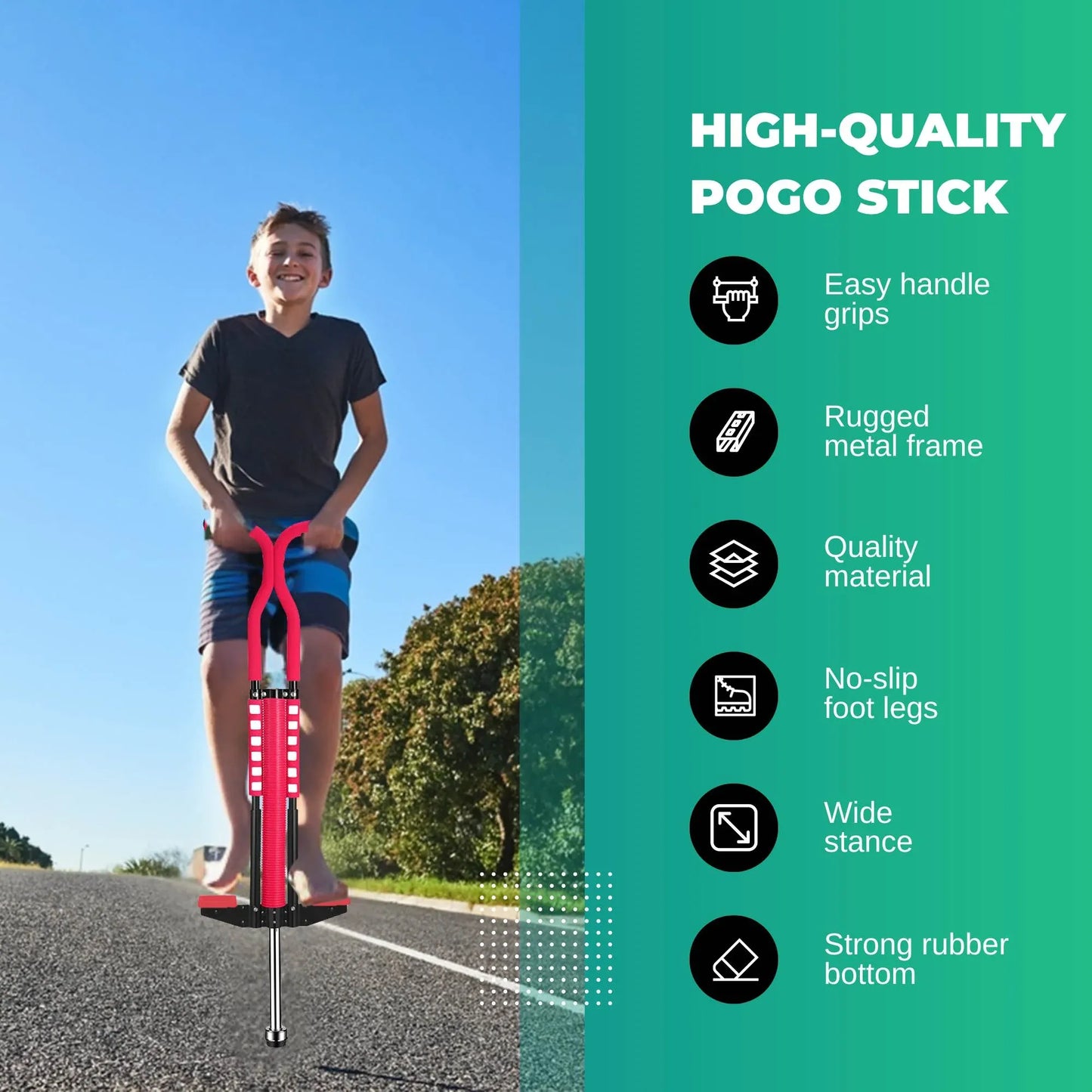 Social Hike Red Pogo Stick - Kids Jumping Jackhammer Exercise Hopper Toy