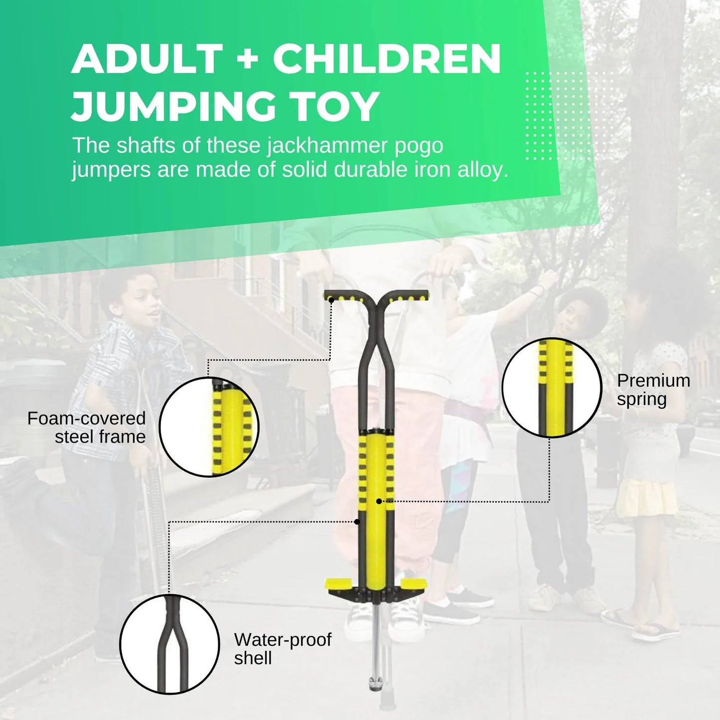 Social Hike Yellow Pogo Stick - Kids Jumping Jackhammer Exercise Hopper Toy