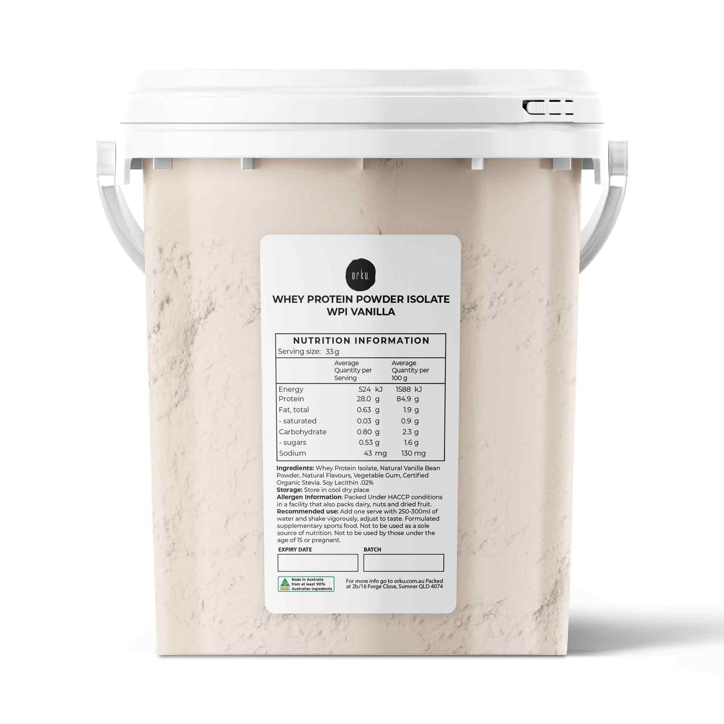 Orku 500g WPI Whey Protein Isolate Powder - Vanilla Tub | Sports Food