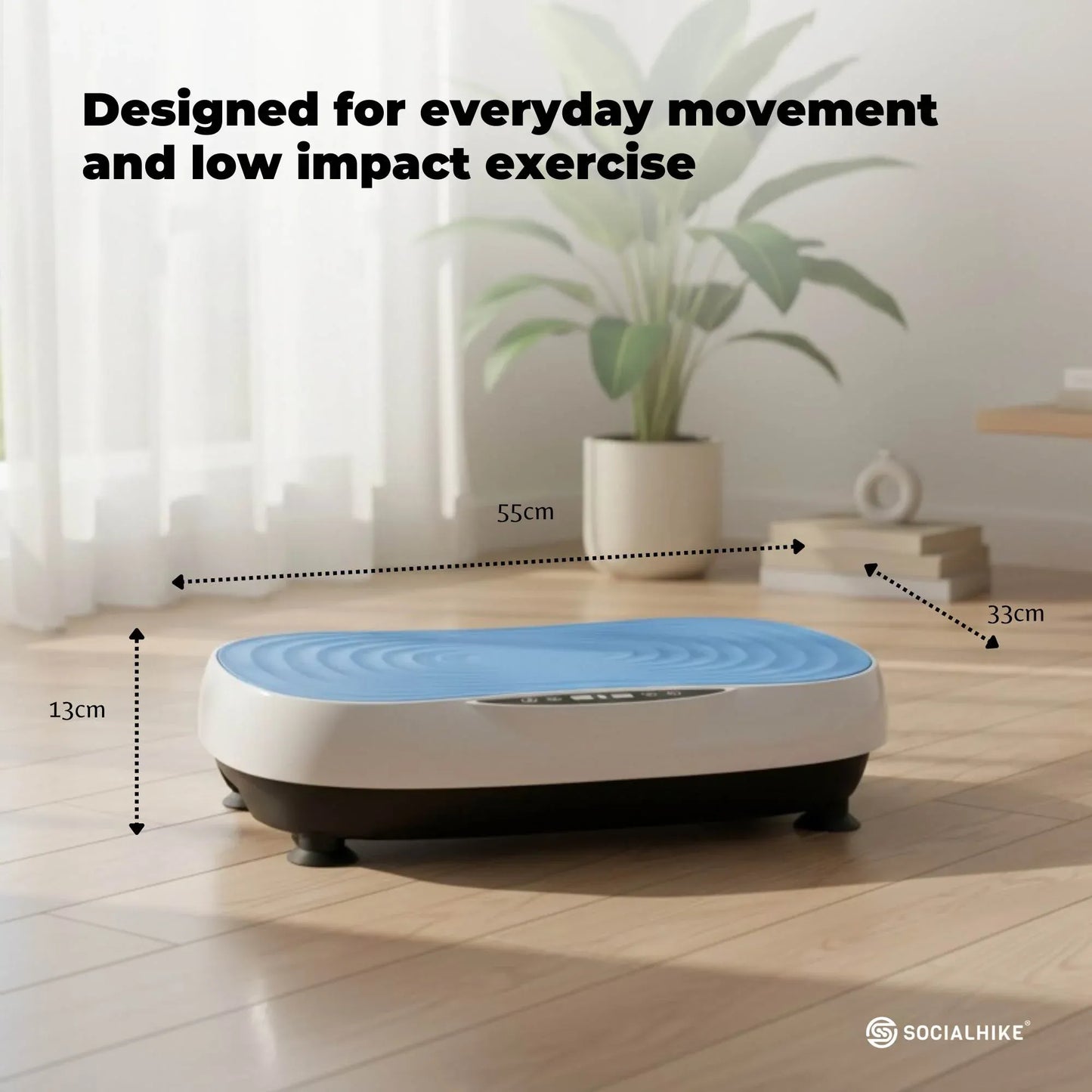 Social Hike 55cm Vibration Plate Machine Full Body Exercise Platform 200W Blue
