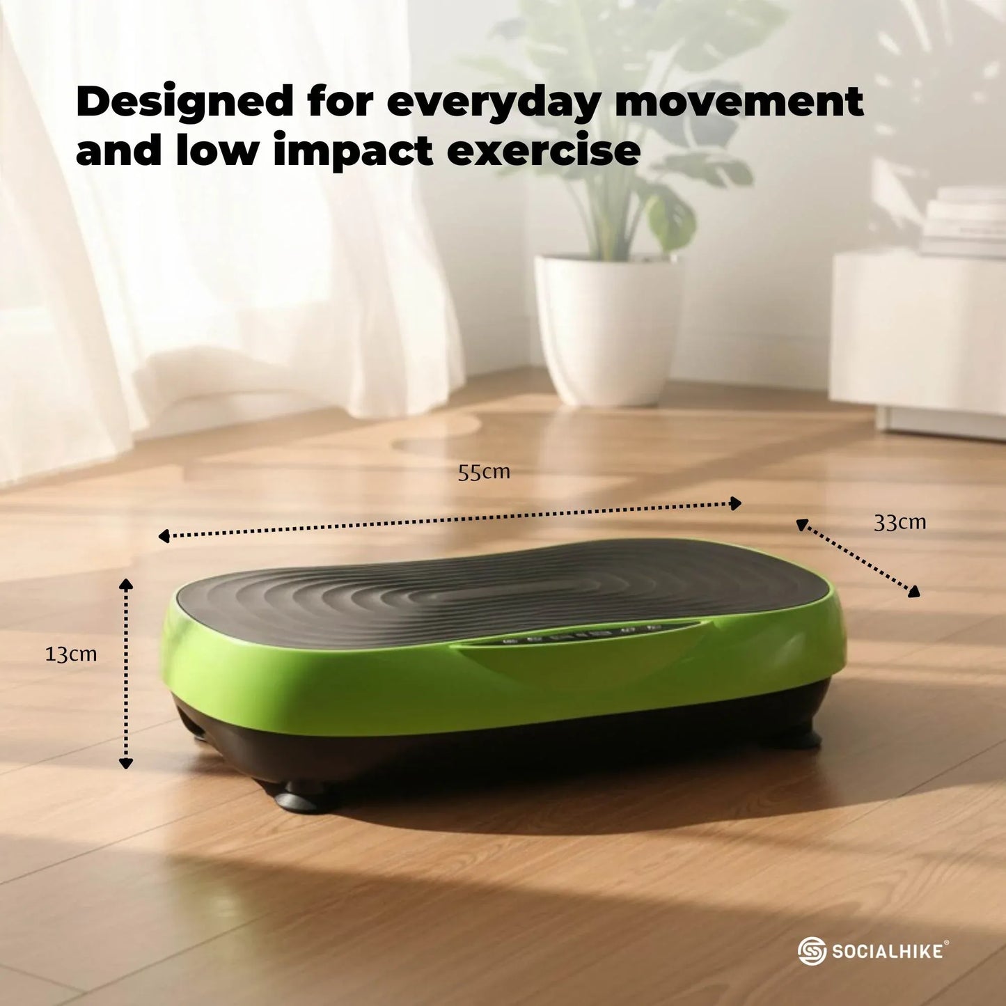 Social Hike 55cm Vibration Plate Machine Full Body Exercise Platform 200W Green