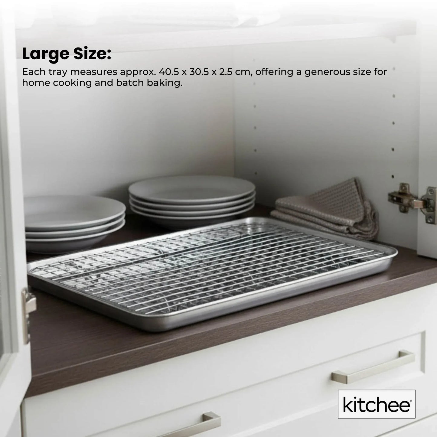 Kitchee 40.5x30.5cm Oven Baking Tray + Cooling Rack 4 Piece Stainless Steel Set