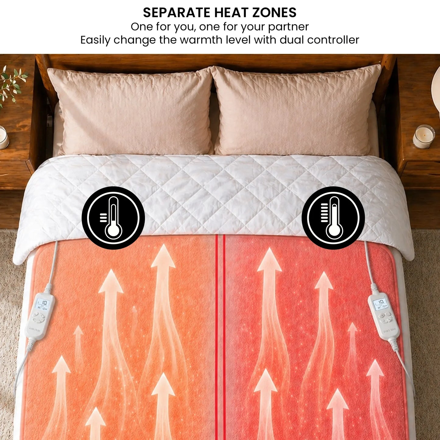 Laura Hill Double Electric Heated Underlay Blanket Fleecy Fabric with Timer
