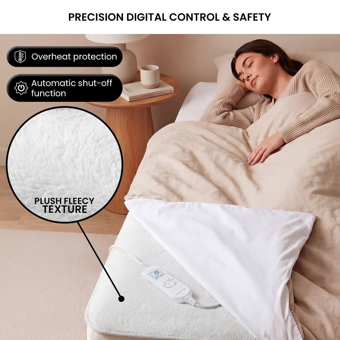 Laura Hill Queen Electric Heated Underlay Blanket Fleecy Fabric with Timer