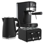 Pronti Breakfast Set with 1.25L Coffee Machine, Silver Noir Toaster & Kettle