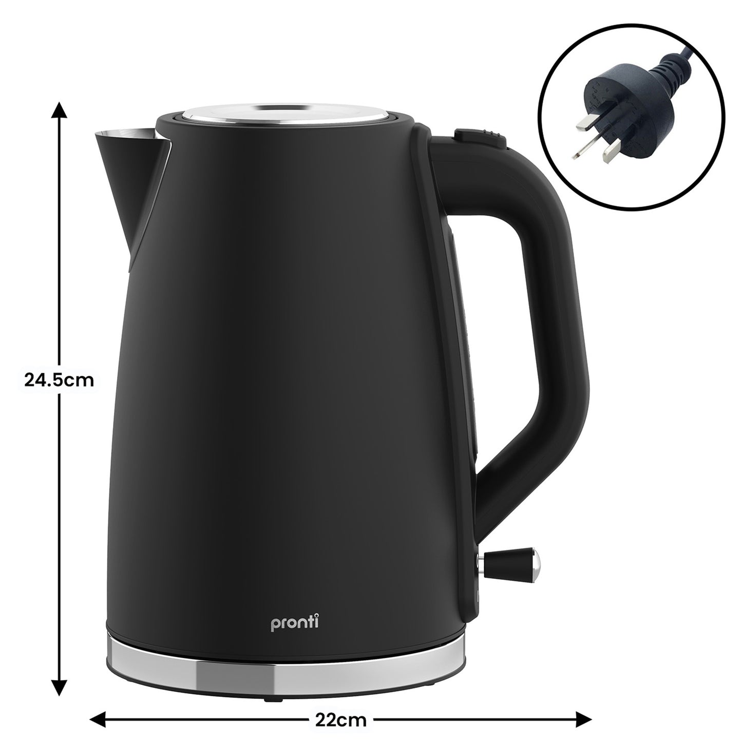 Pronti Breakfast Set with 1.25L Coffee Machine, Silver Noir Toaster & Kettle