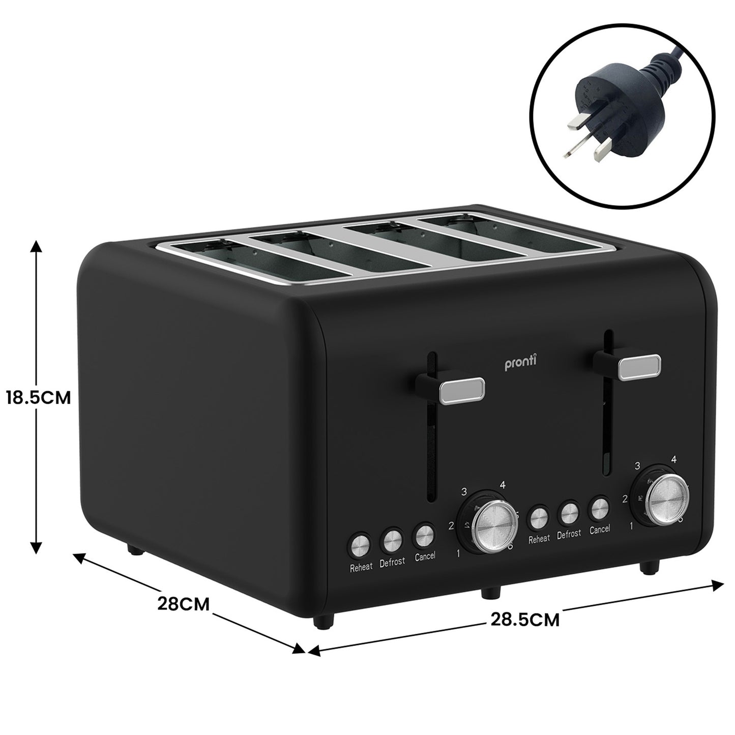 Pronti Breakfast Set with 1.25L Coffee Machine, Silver Noir Toaster & Kettle