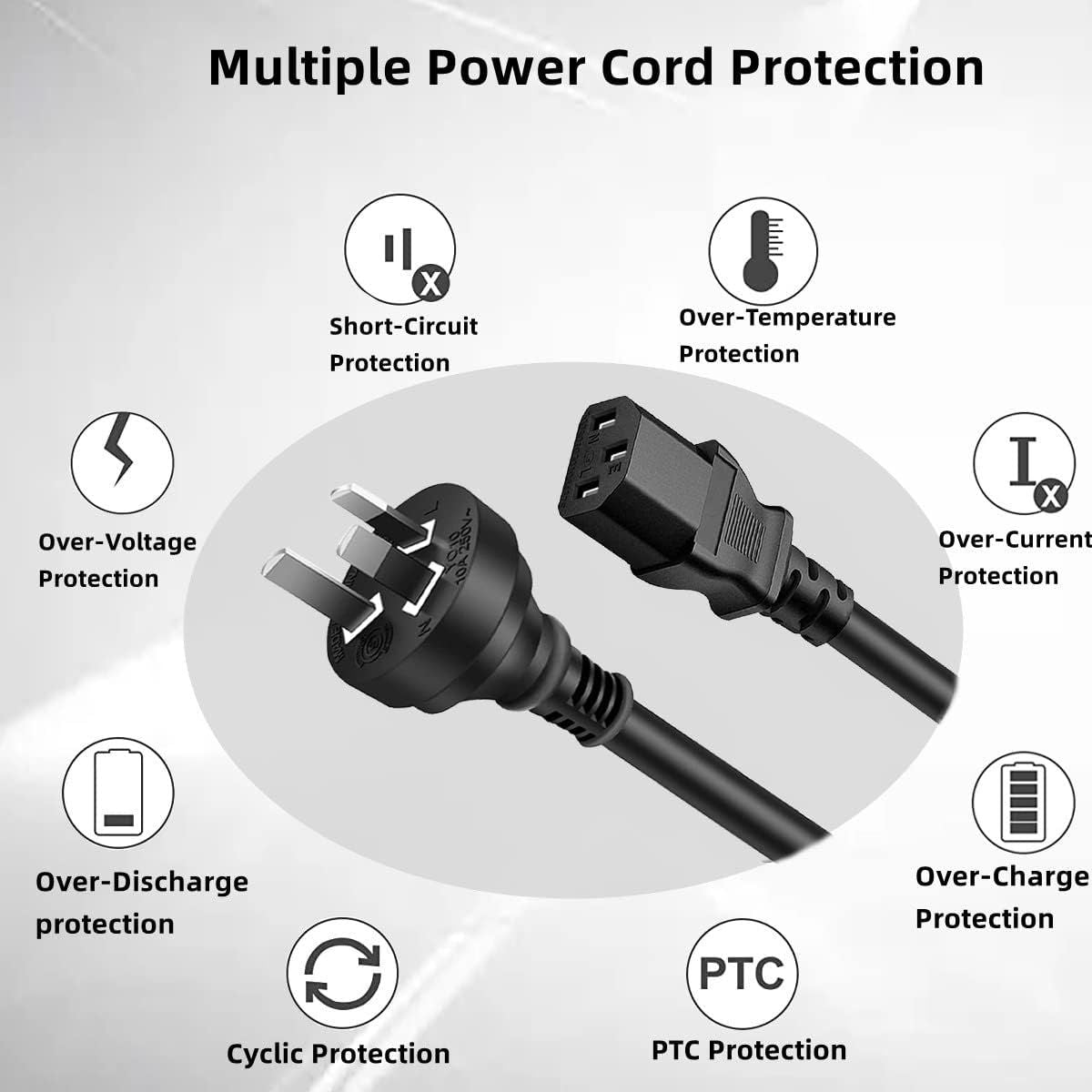 3 Prong Australia Plug 18 AWG Power Cord 1.5M
