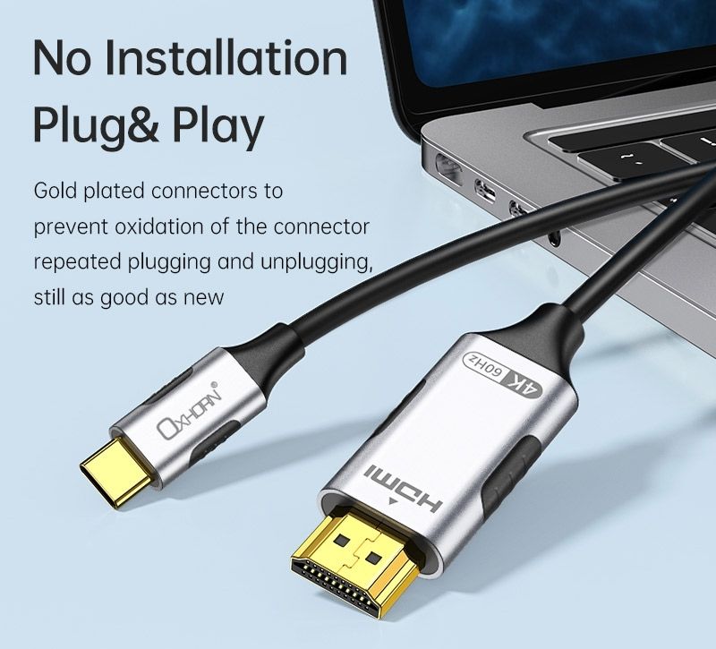 OXHORN CB-CH-403 USB C to HDMI 2.0 Cable 3m