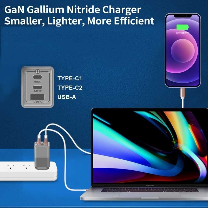 OXHORN NB-PD65CCAB PD GaN Charger 65W 3 Ports Black
