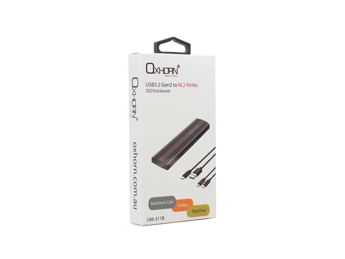 OXHORN UM-311B USB C 3.2 Gen 2 M.2 NVMe Enclosure Black