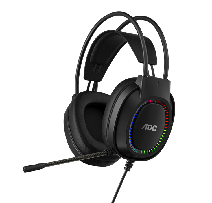 AOC ACG2500BK Wired RGB USB Gaming Stereo Headset 2M Cable Black