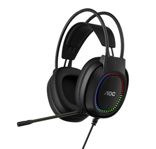 AOC ACG2500BK Wired RGB USB Gaming Stereo Headset 2M Cable Black