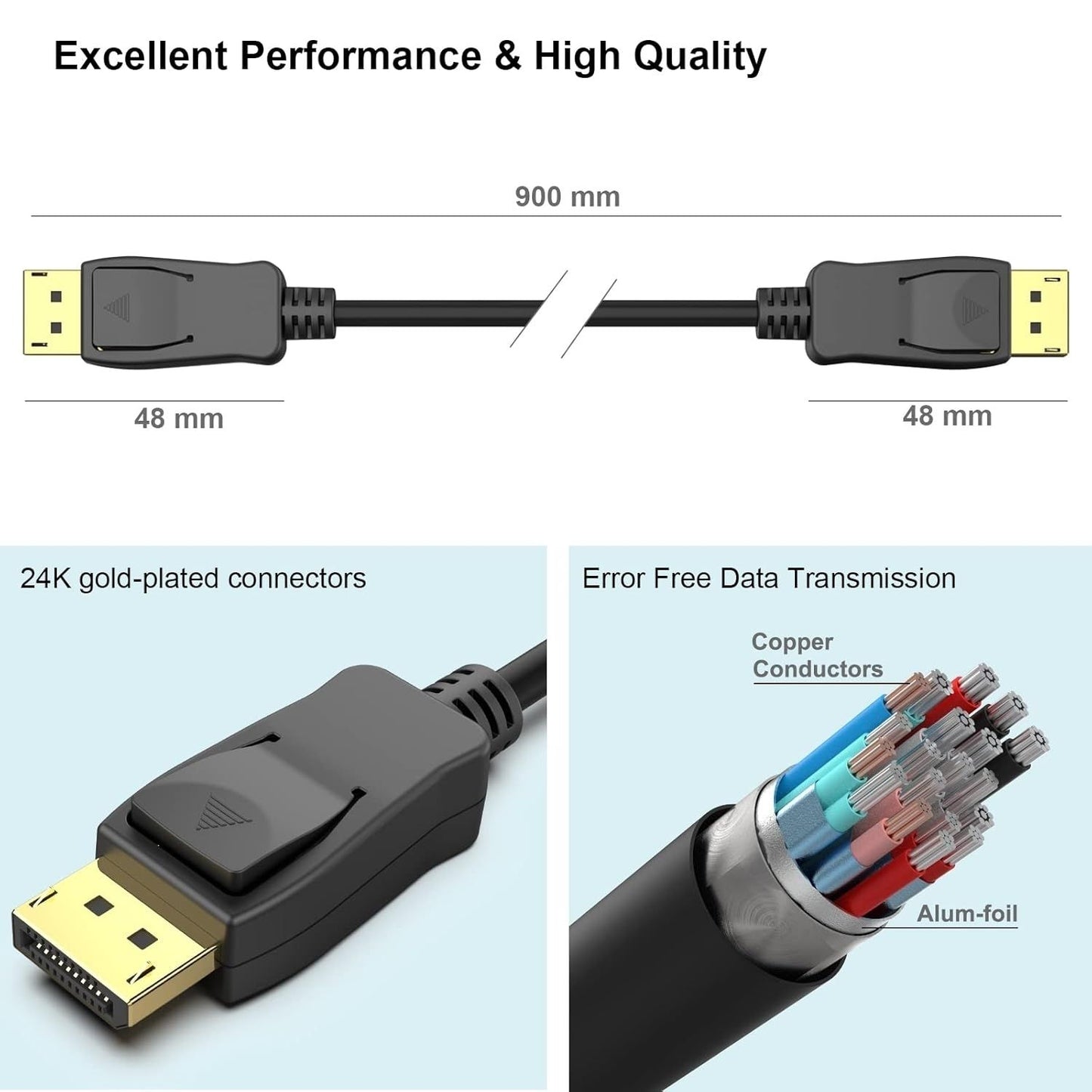 BENFEI 000200BK [VESA Certified] DP to DP Male to Male Cable 3M Supports 8K@60Hz Compatible with Lenovo, Dell, HP, ASUS and More