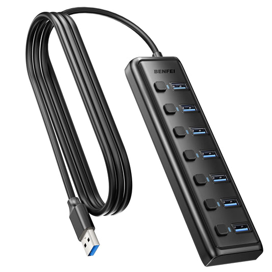 BENFEI 000425BK USB3.0 to 7 Port USB3.0 HUB (Black)