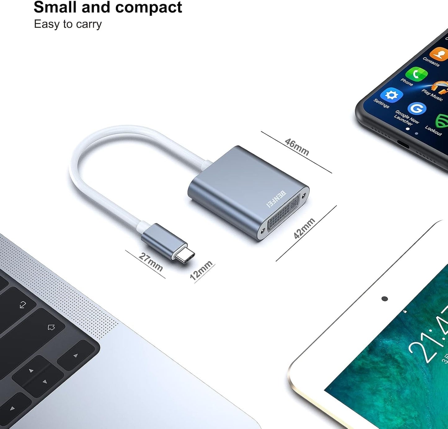 BENFEI 000164GY USB C to DVI Adapter [Thunderbolt 3/4 Compatible]