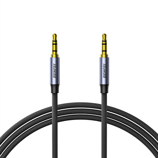 BENFEI 427GY 5M 3.5mm TRRS Male to Male Audio Cable, 4-Pole Stereo Mic Aux Cable, Nylon Braided Headphone Jack Cord