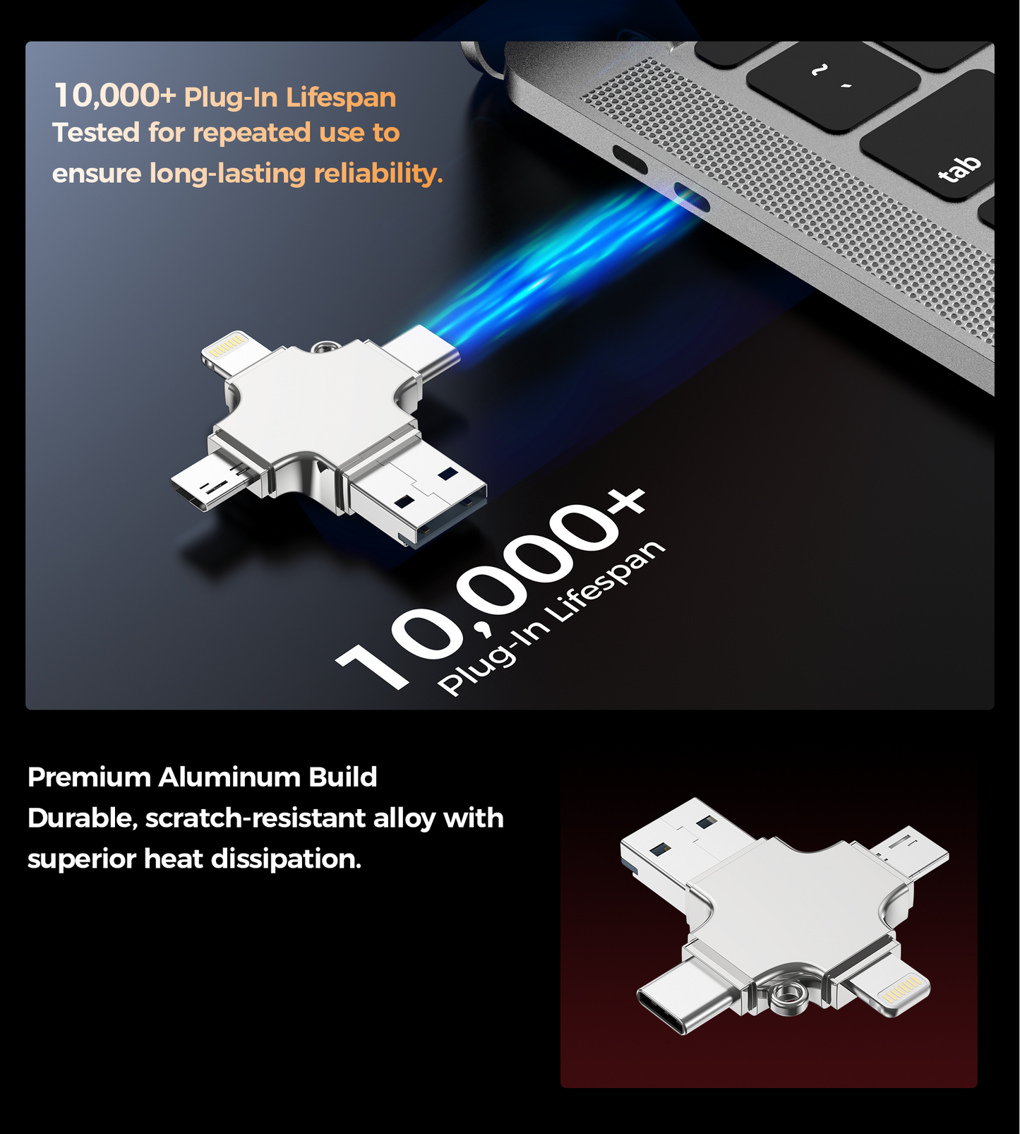 Choetech CR-002-SL EasyGO A+C+Micro+lighting four in one card reader