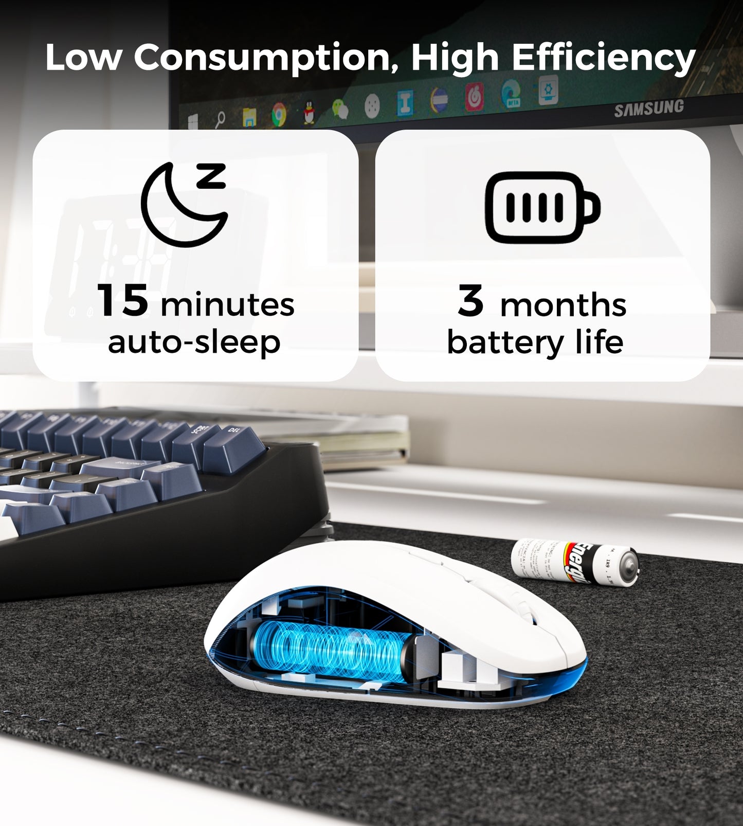 Choetech KB-002-WH single-mode 2.4G wireless mouse, white