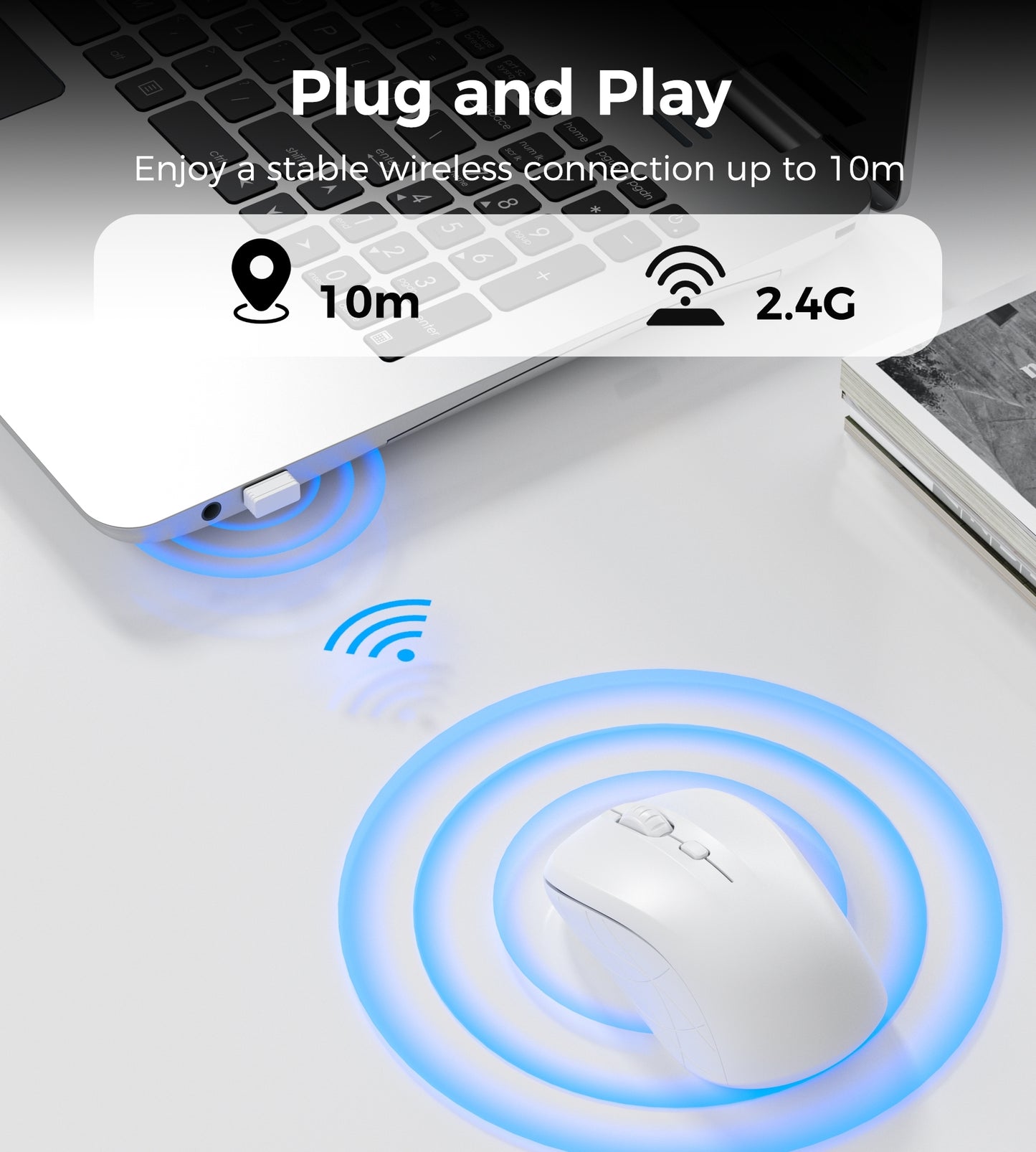 Choetech KB-002-WH single-mode 2.4G wireless mouse, white