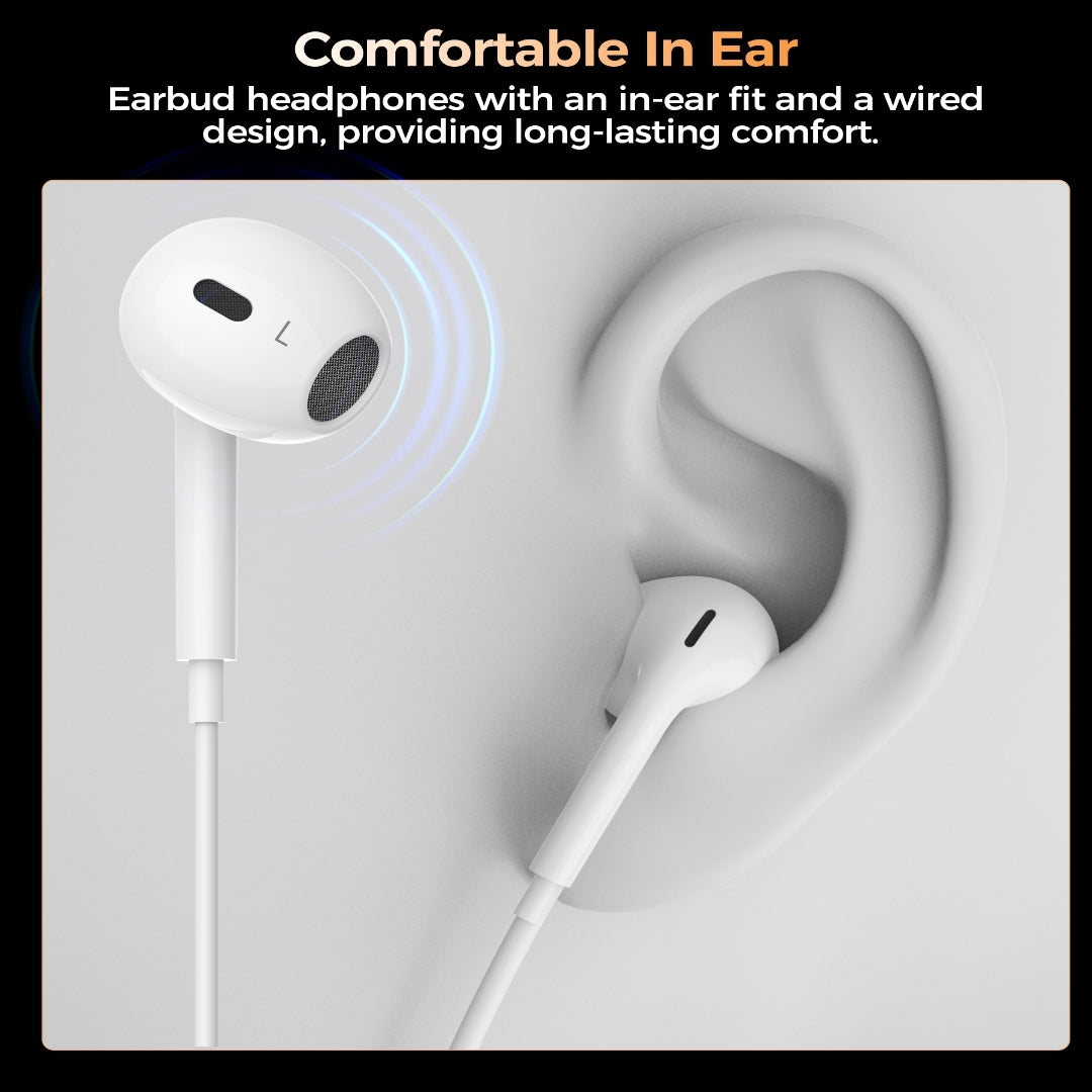 Choetech OC-A016 3.5mm lateral in ear Stereo sound Wired Headphones White