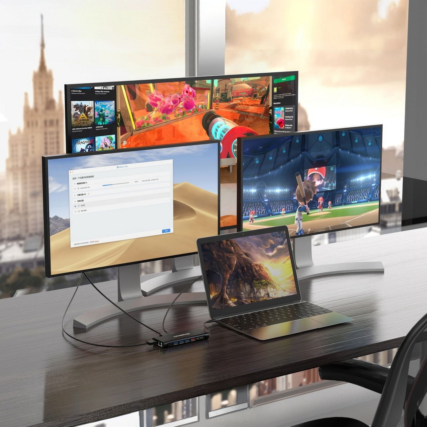 Simplecom CHT814 14-in-1 USB-C 4K Triple Display MST Docking Station with Dual HDMI DP