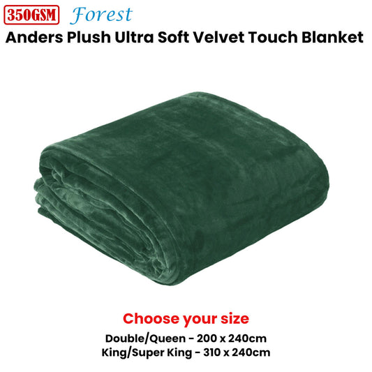 In 2 Linen 350GSM Plush Ultra Soft Velvet Touch Blanket Forest King/Super King