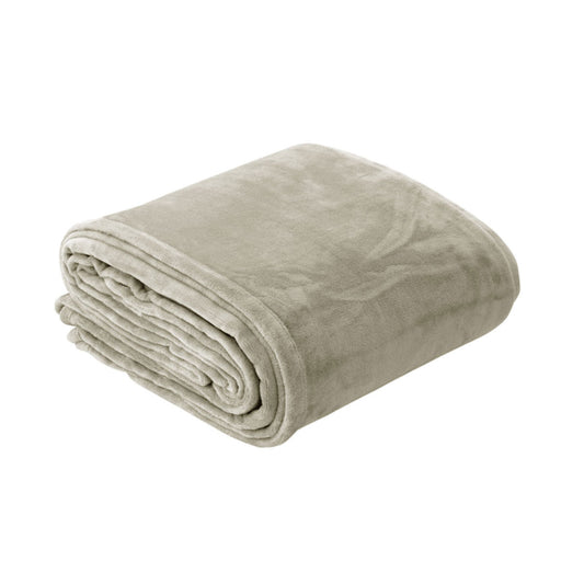 In 2 Linen 350GSM Plush Ultra Soft Velvet Touch Blanket Taupe Double/Queen