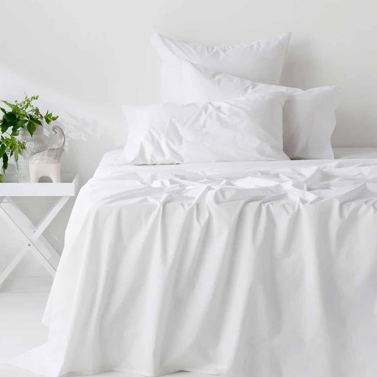 400TC Organic Cotton Premium White Sheet Set Long-Staple Commercial-Grade Durability Mega King