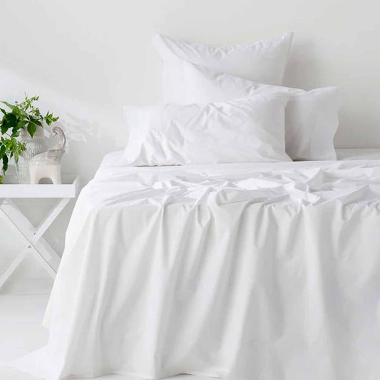 400TC Organic Cotton Premium White Sheet Set Long-Staple Commercial-Grade Durability Mega Queen