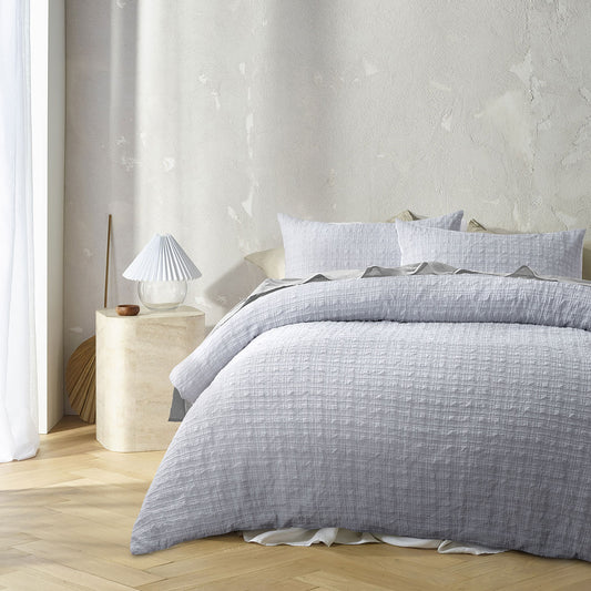 Accessorize Augusta Grey Ruched Quilt Cover Set Double