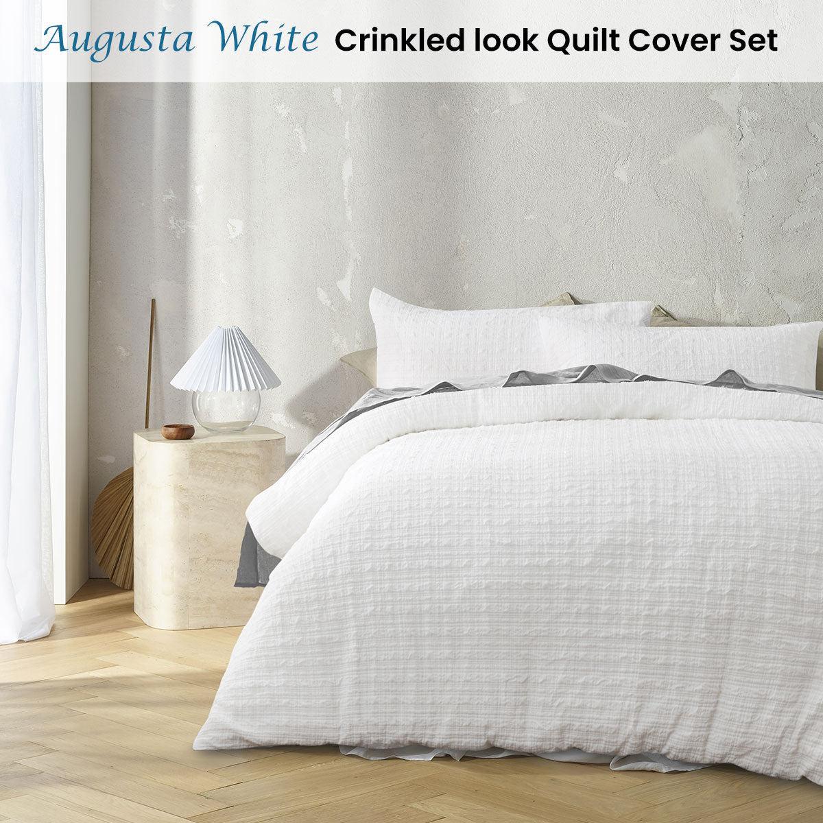 Accessorize Augusta White Ruched Quilt Cover Set King