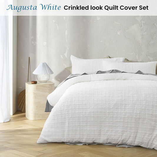 Accessorize Augusta White Ruched Quilt Cover Set King
