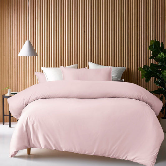 Accessorize 400TC Blush Bamboo Cotton Double Stitch Quilt Cover Set Super King