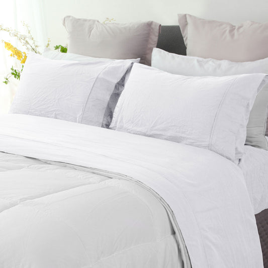 Ramesses White Pebble Wash Linen Look Alternative Sheet Set King Single