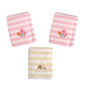 Living Home for Baby Girls Flowers and Bear Pack of 3 Embroidered Polar fleece Stripe Cot Blankets 100 x 140cm