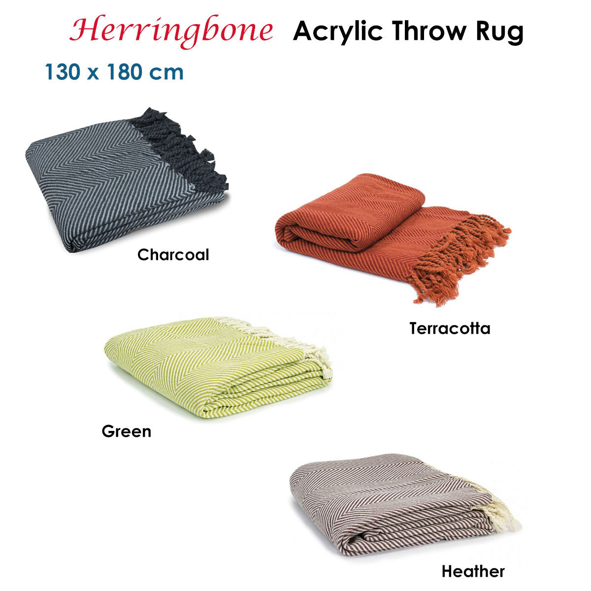 Herringbone Acrylic Throw Charcoal