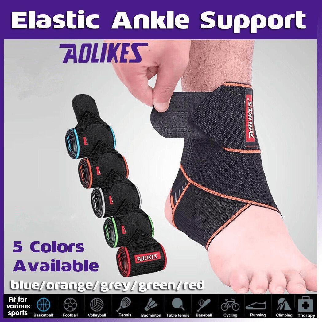 Aolikes Ankle Brace Support Compression Elastic Foot Wrap Protector Sport Au - Blue 1 Unit