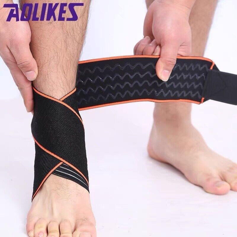 Aolikes Ankle Brace Support Compression Elastic Foot Wrap Protector Sport Au - Blue 1 Unit