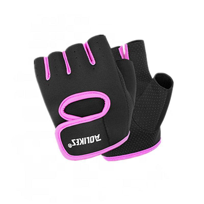S Size Sports Gloves Weight Lifting Exercise Training Workout Bike Riding Men Women - Black+Pink