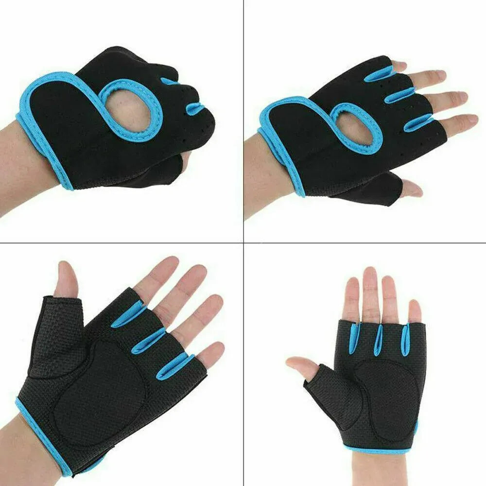 M Size Sports Gloves Weight Lifting Exercise Training Workout Bike Riding Men Women - Black+Grey